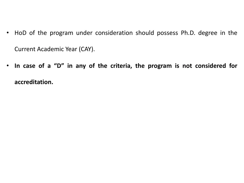 hod of the program under consideration should