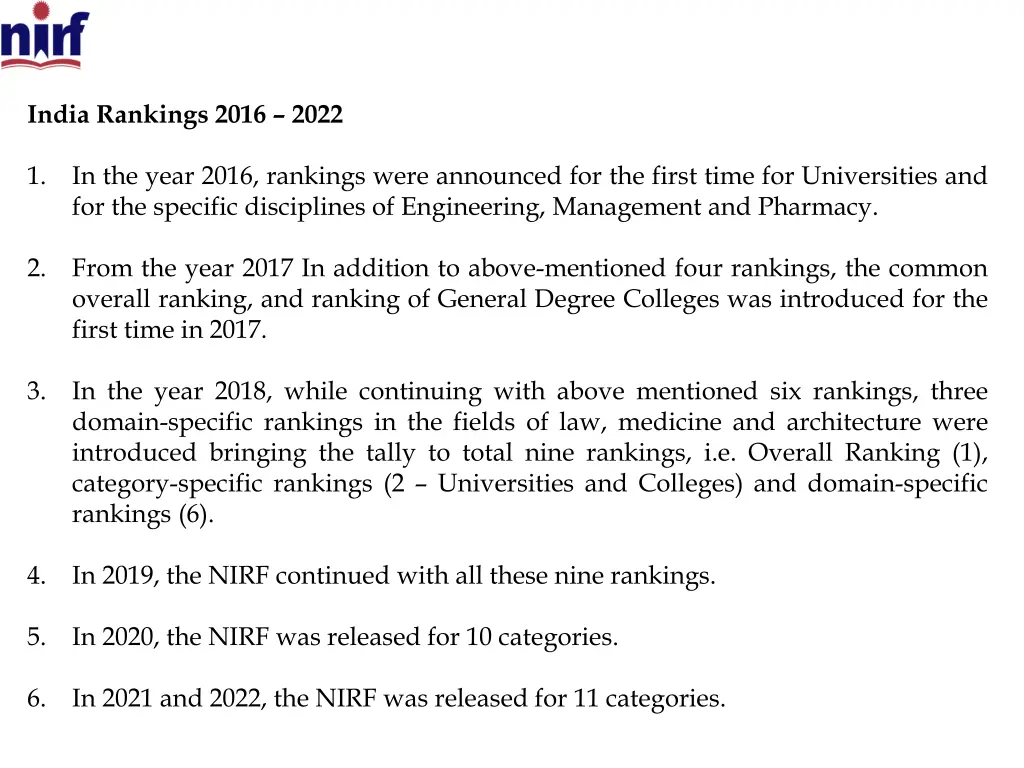 india rankings 2016 2022