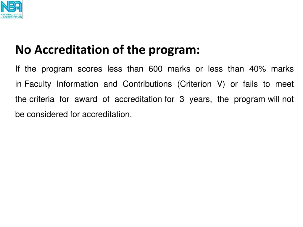no accreditation of the program 1