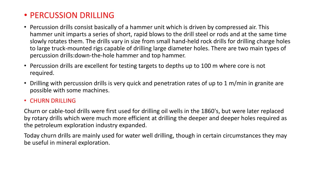 percussion drilling percussion drills consist