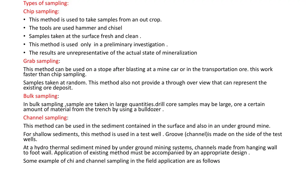 types of sampling chip sampling this method