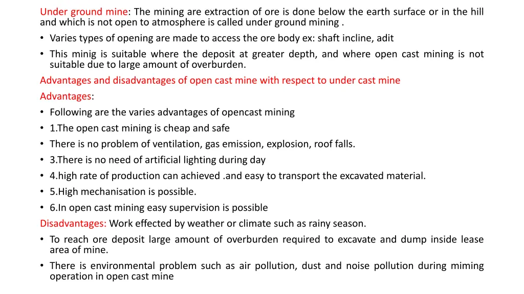 under ground mine the mining are extraction