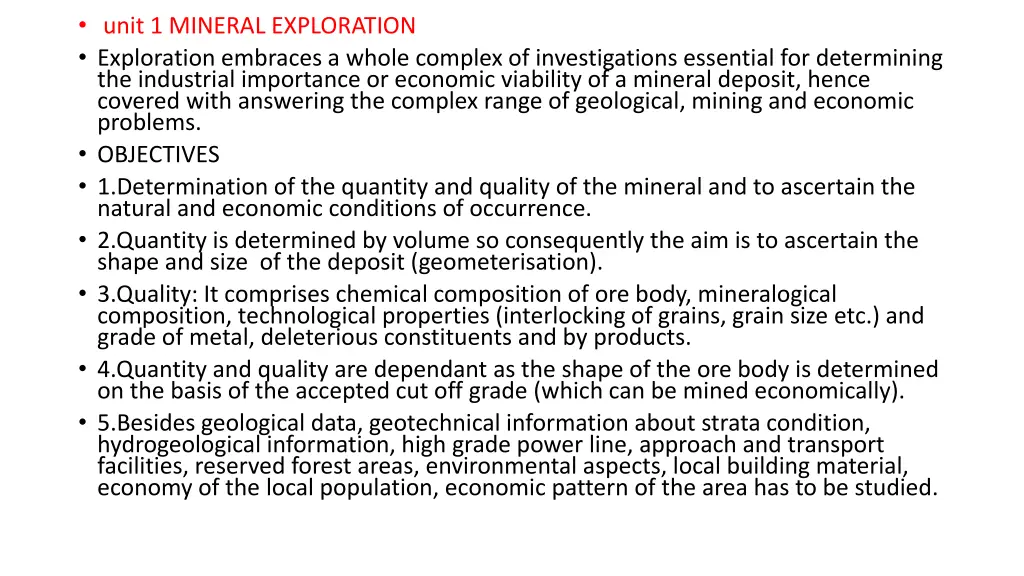 unit 1 mineral exploration exploration embraces