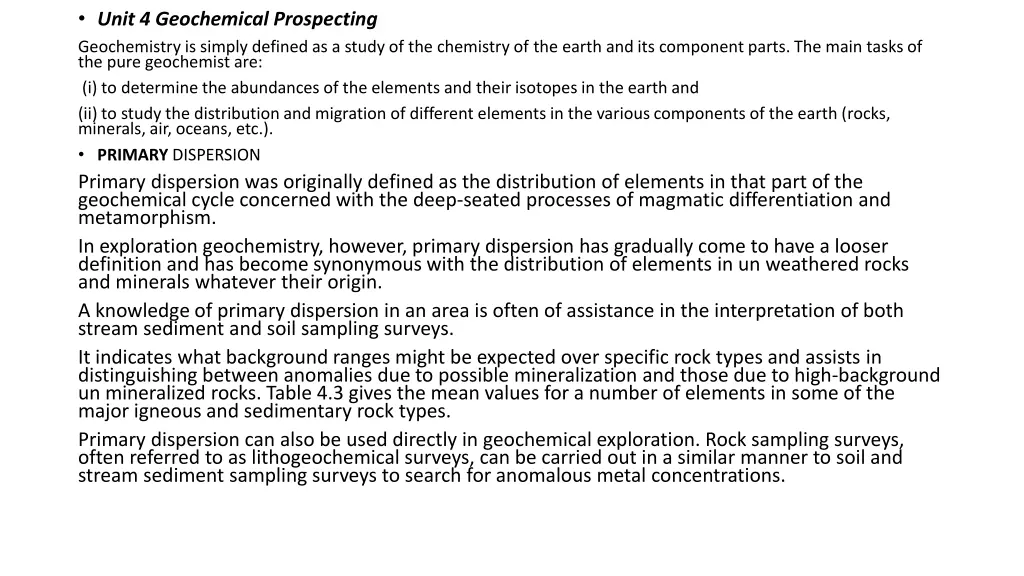 unit 4 geochemical prospecting geochemistry