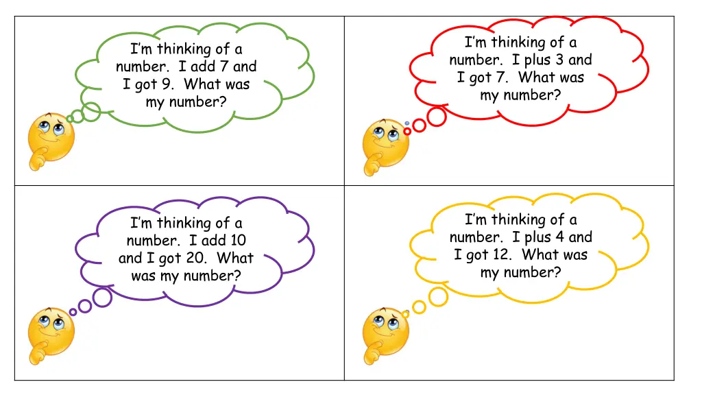 i m thinking of a number i plus 1