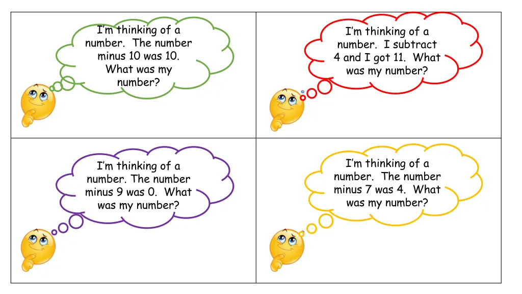 i m thinking of a number the number minus 1
