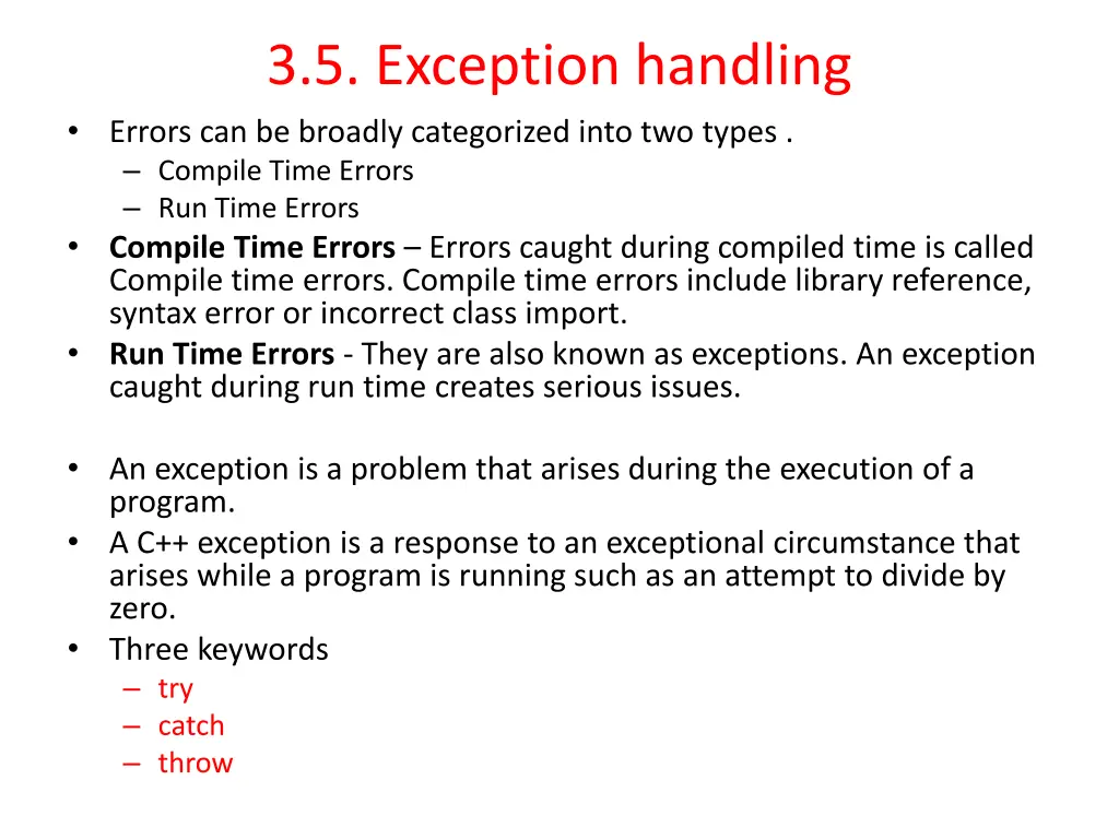 3 5 exception handling errors can be broadly