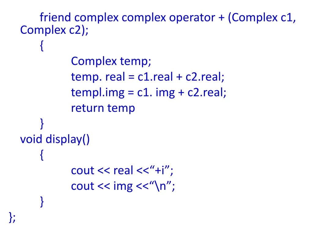 complex c2 void display
