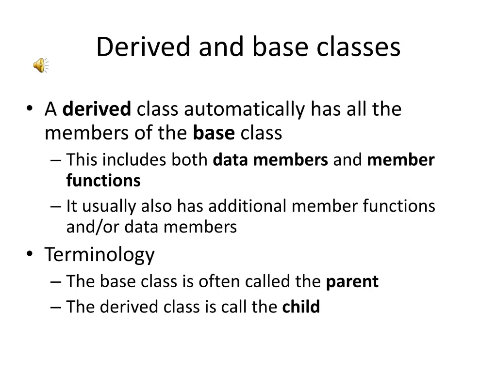 derived and base classes