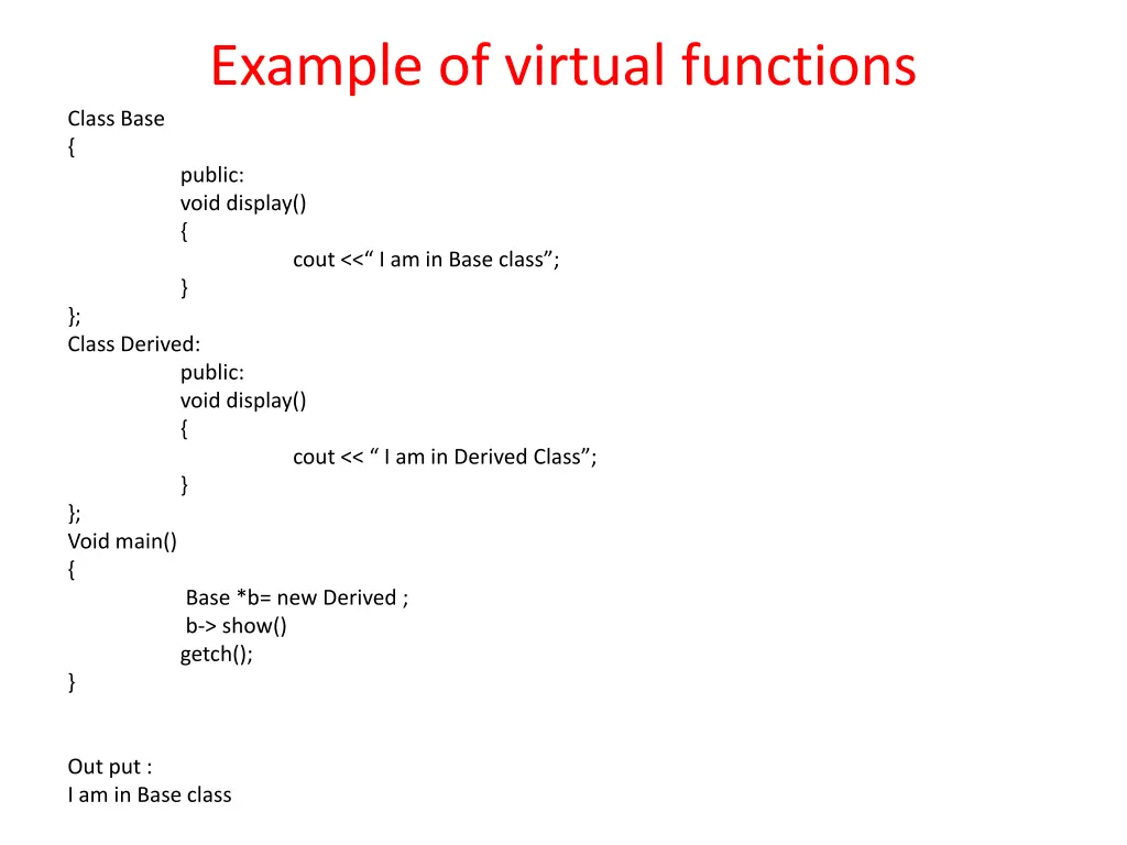 example of virtual functions
