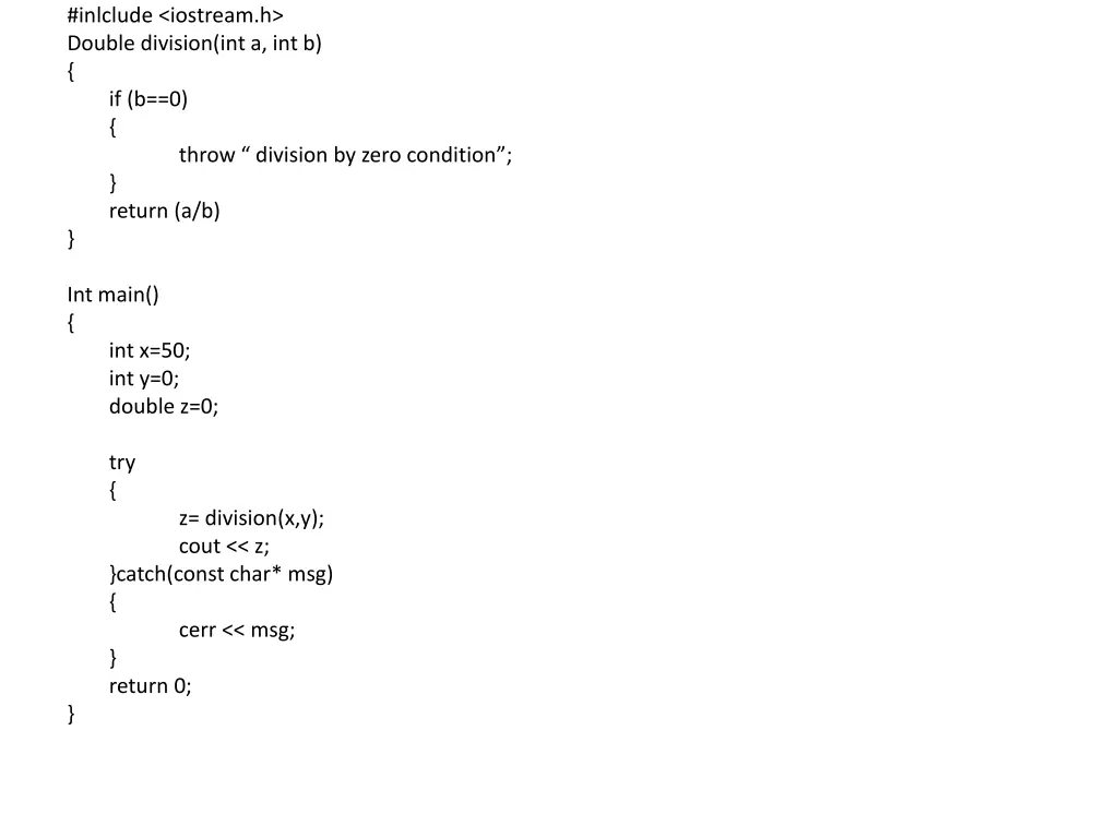 inlclude iostream h double division