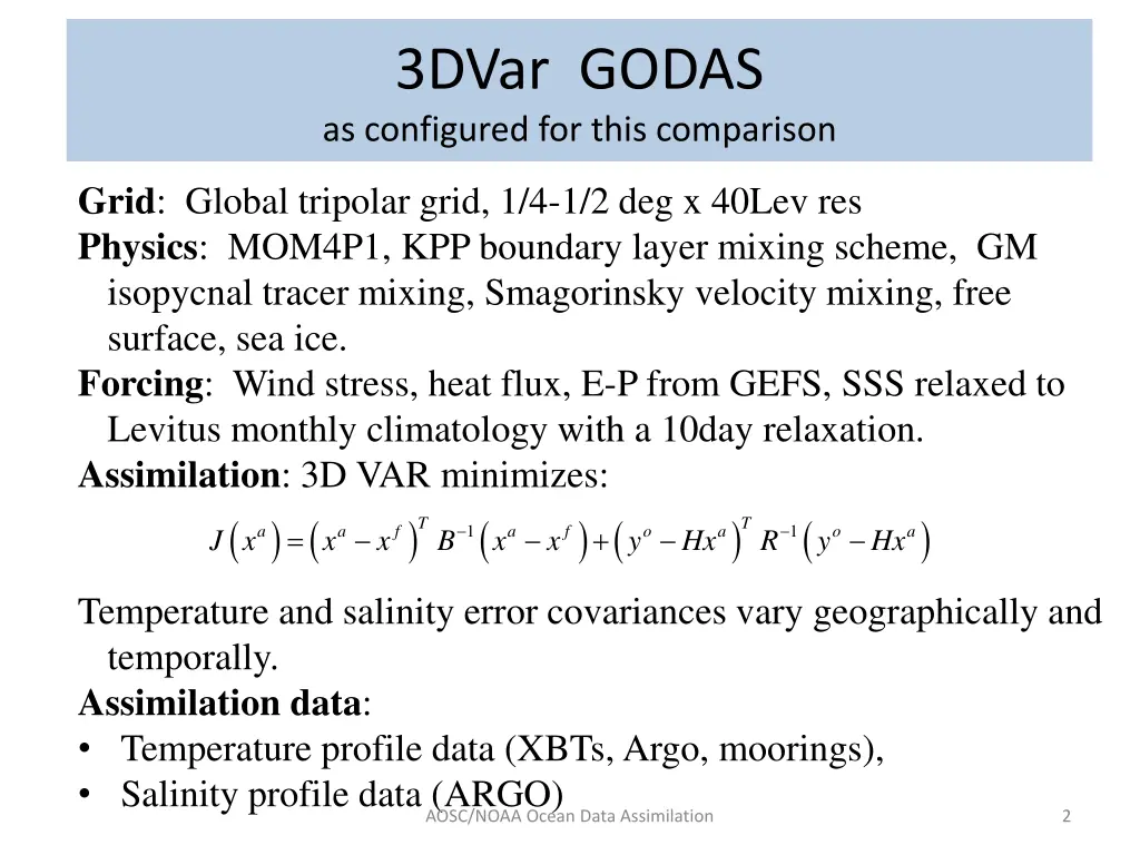 3dvar godas as configured for this comparison
