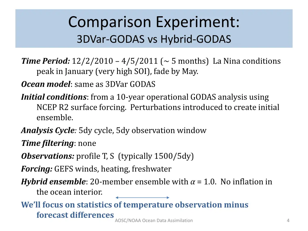 comparison experiment 3dvar godas vs hybrid godas
