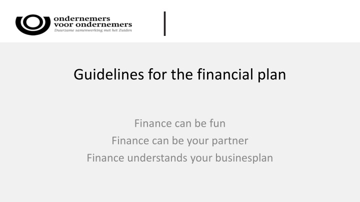 guidelines for the financial plan