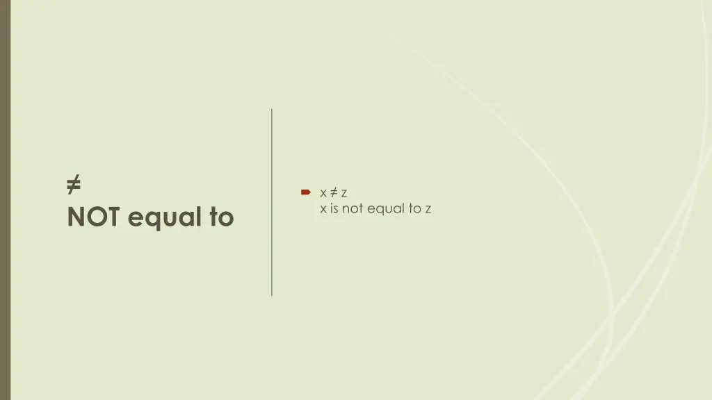 not equal to