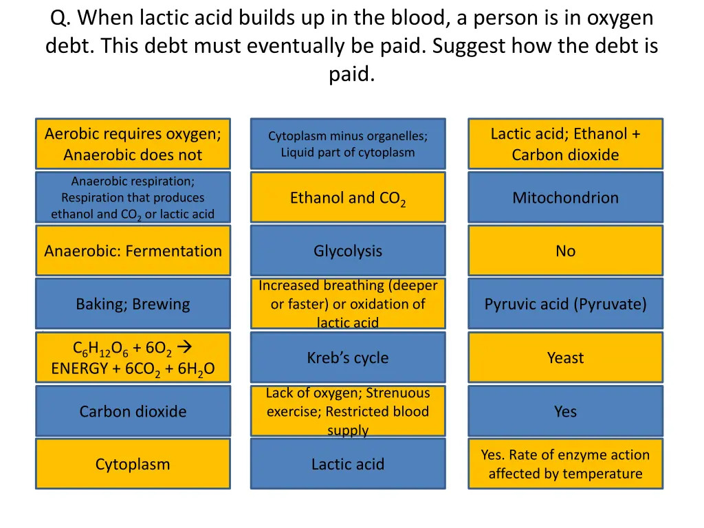q when lactic acid builds up in the blood