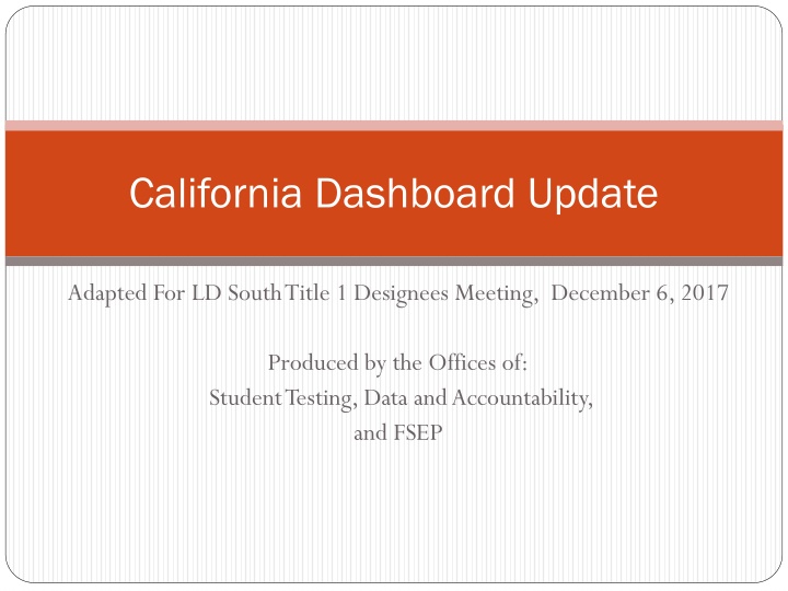 california dashboard update