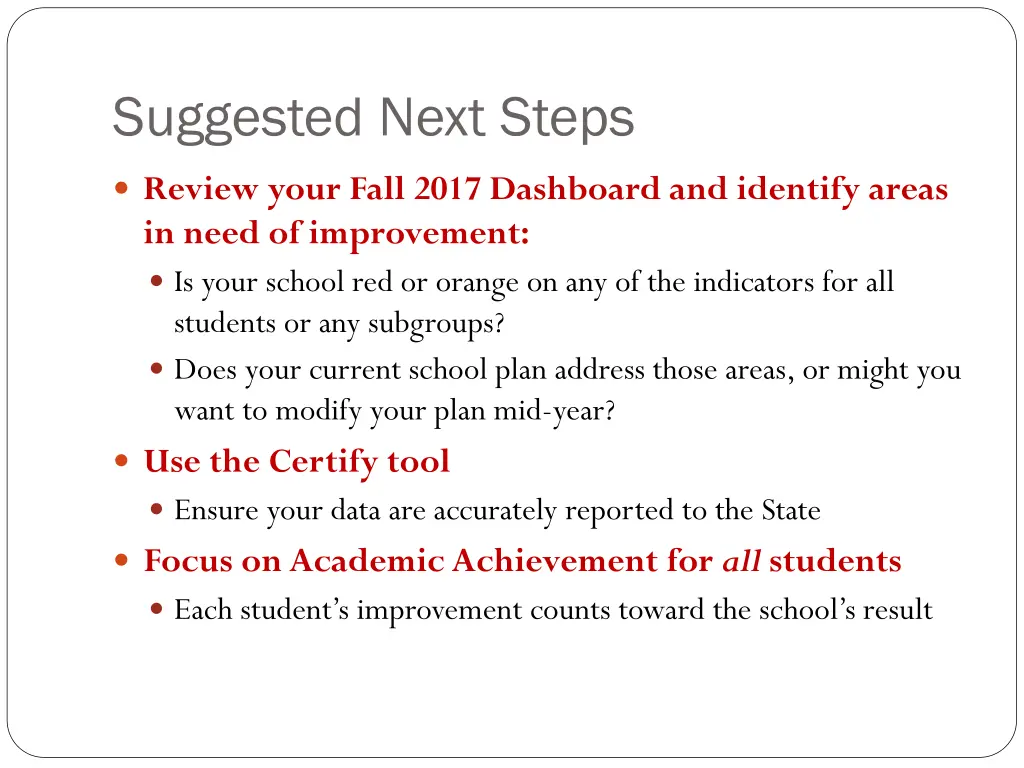 suggested next steps