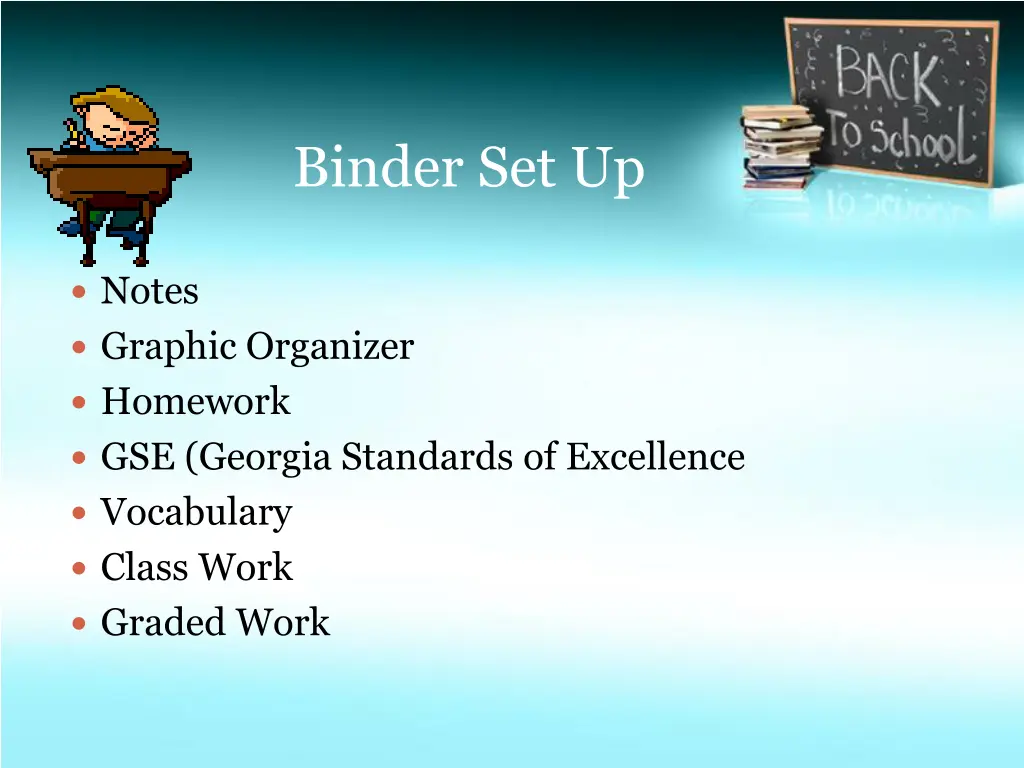binder set up