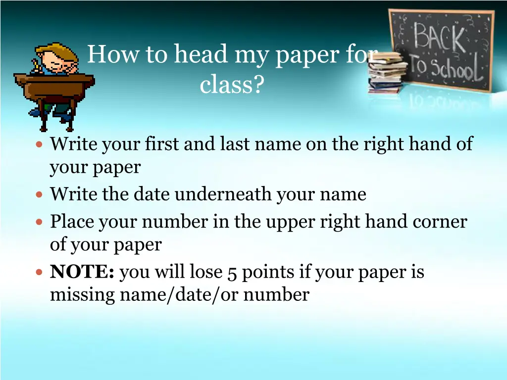 how to head my paper for class