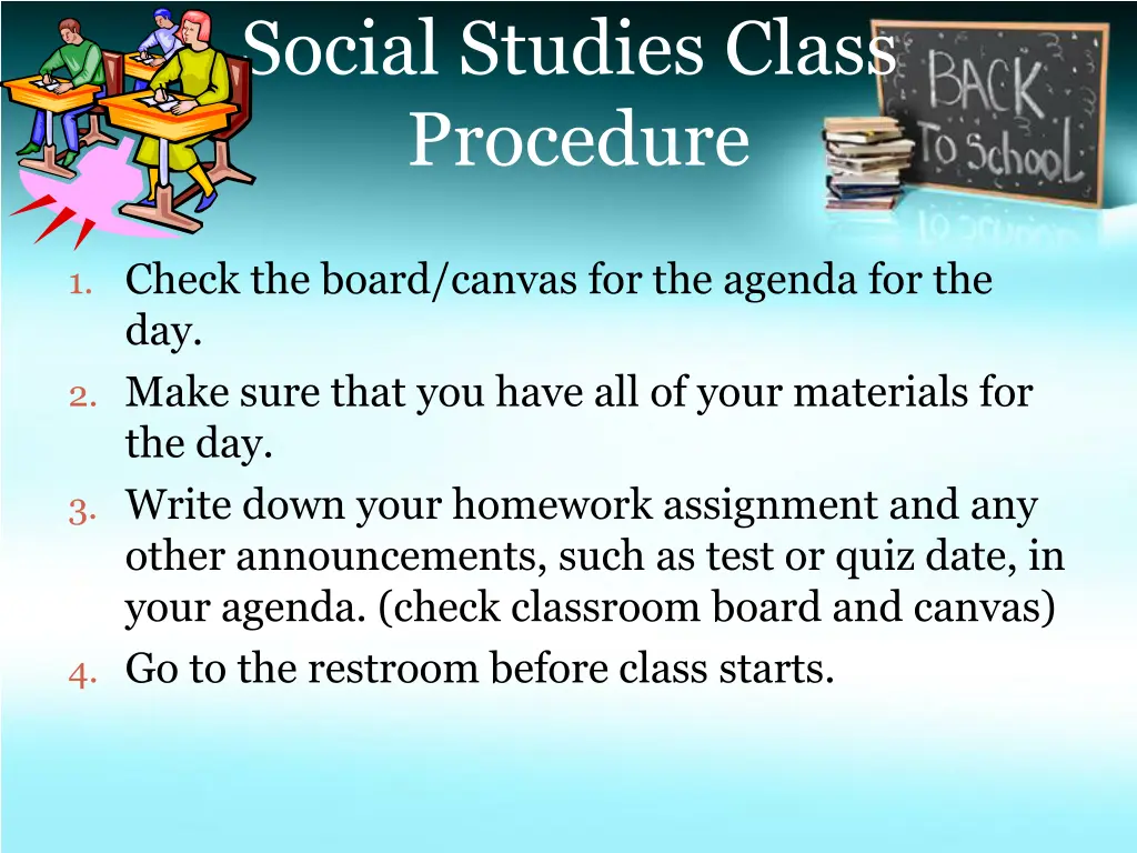 social studies class procedure
