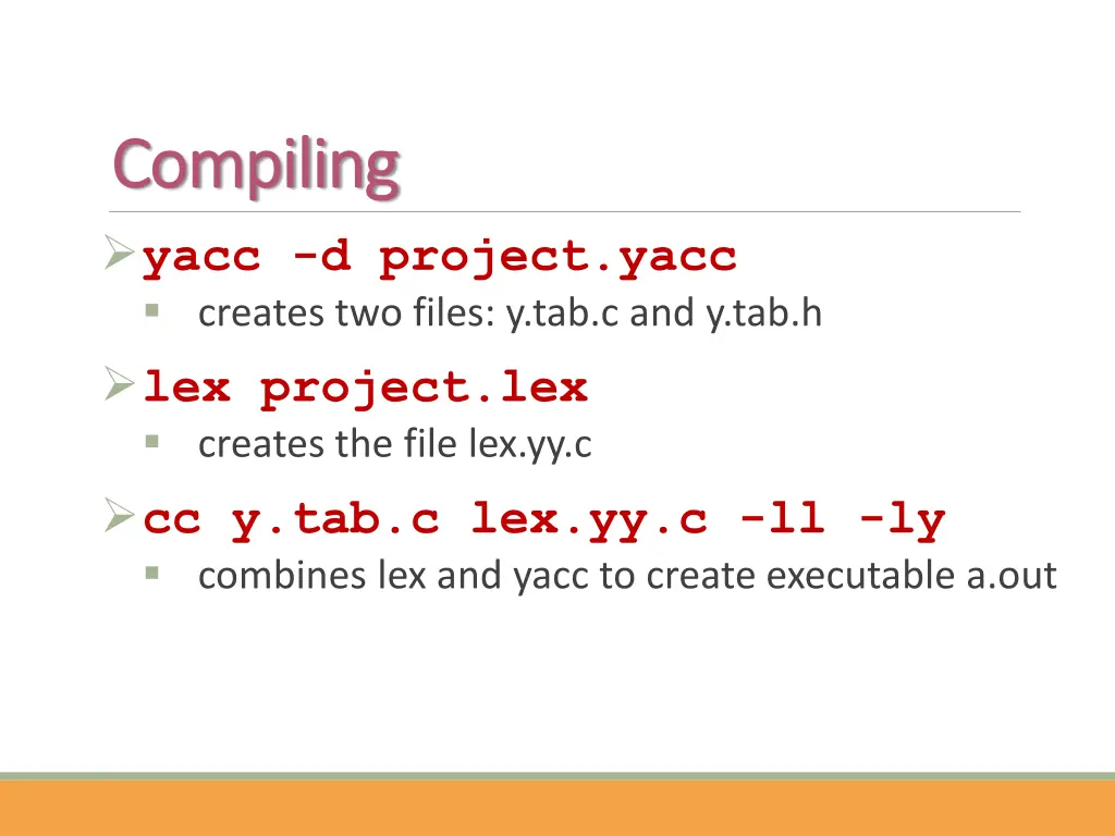 compiling compiling yacc d project yacc creates