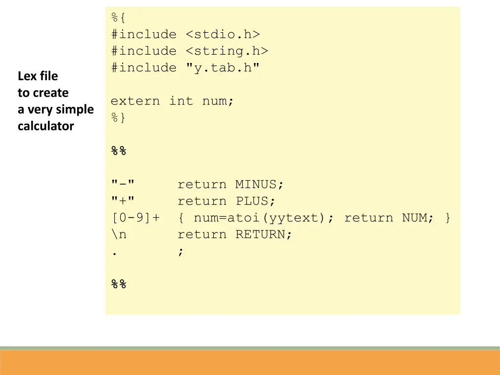 include stdio h include string h include y tab h