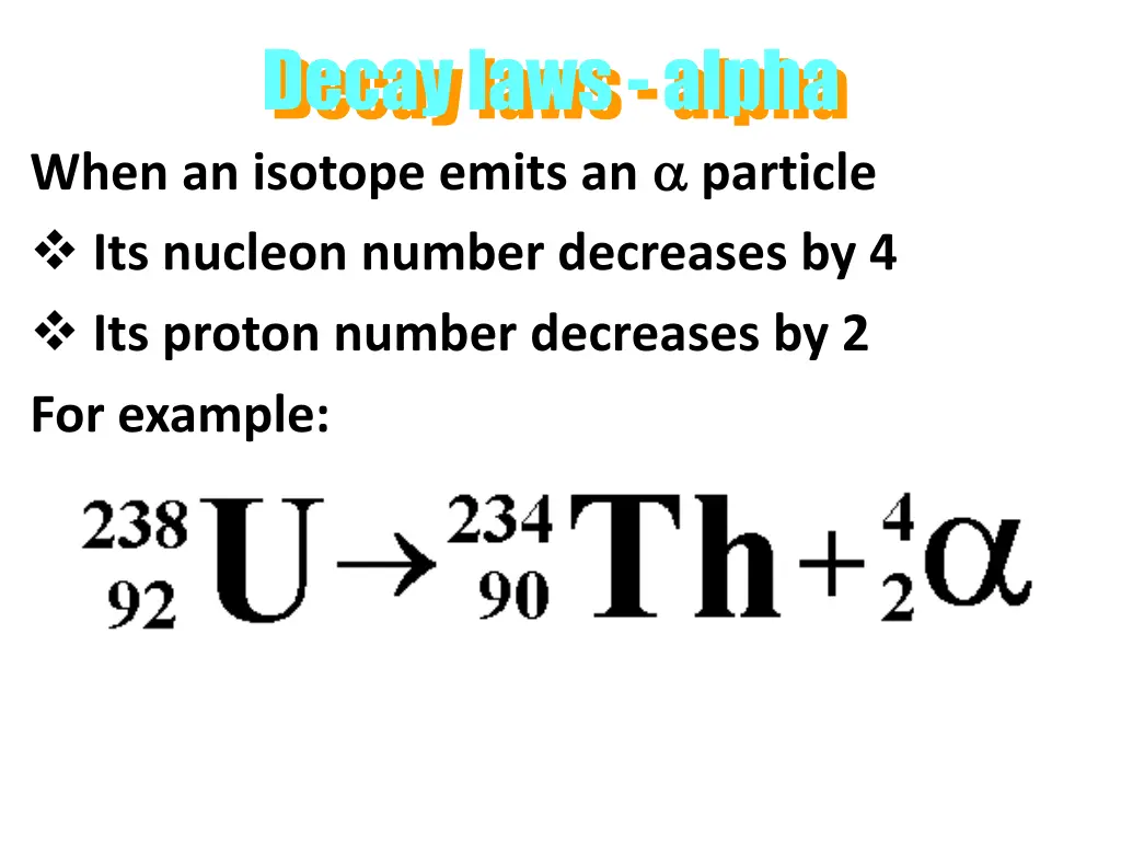 decay laws alpha when an isotope emits