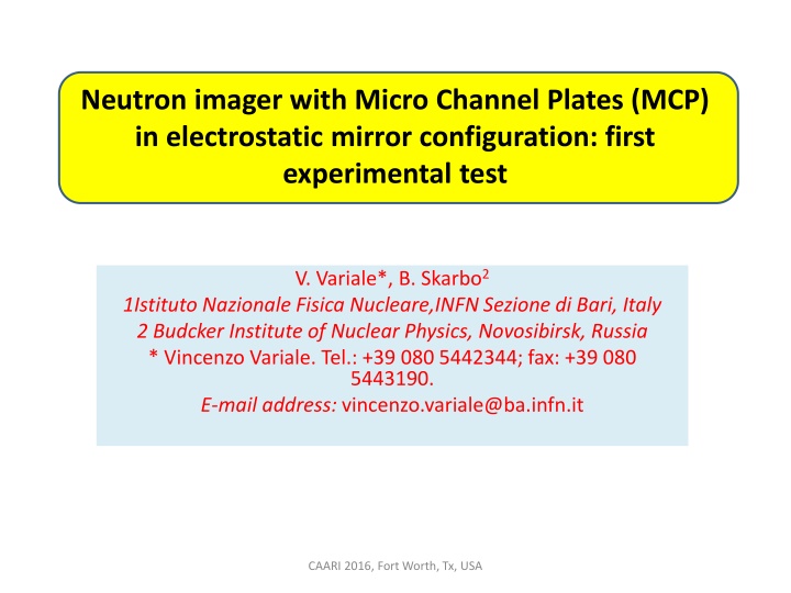 neutron imager with micro channel plates