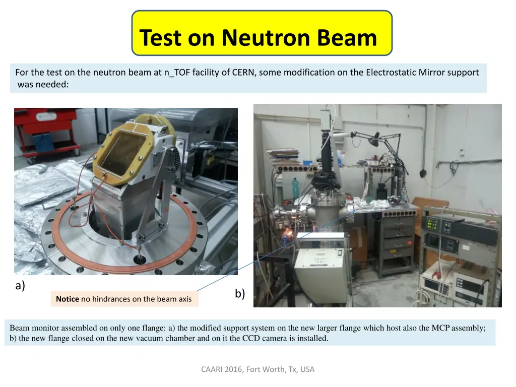 test on neutron beam