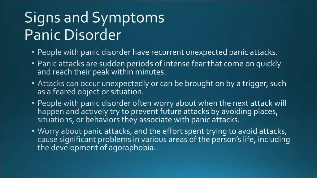signs and symptoms panic disorder