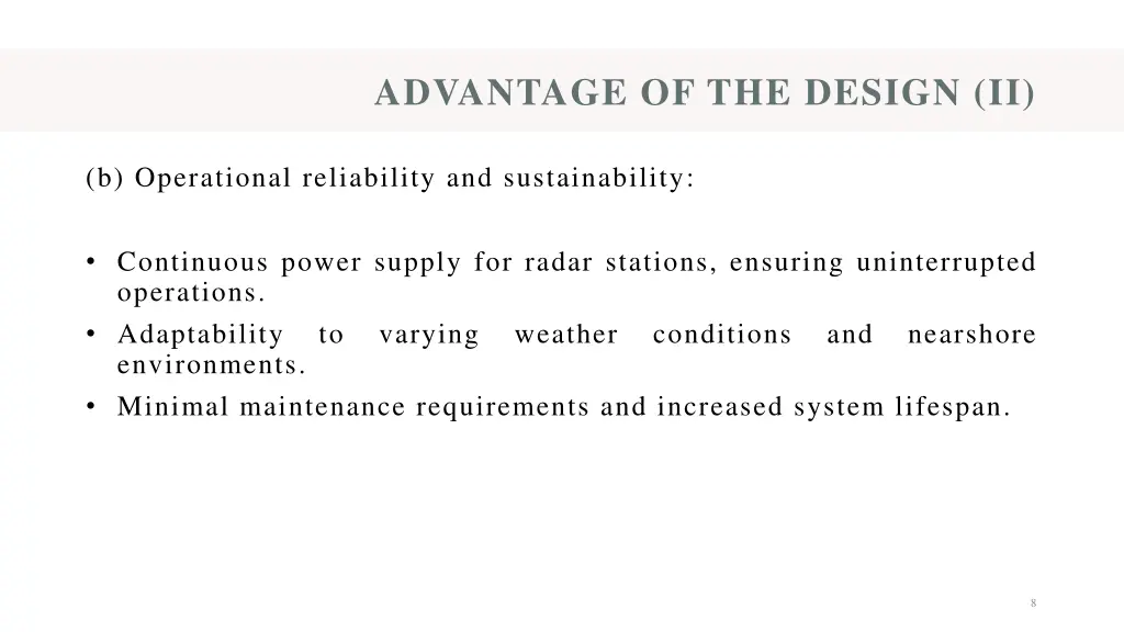 advantage of the design ii