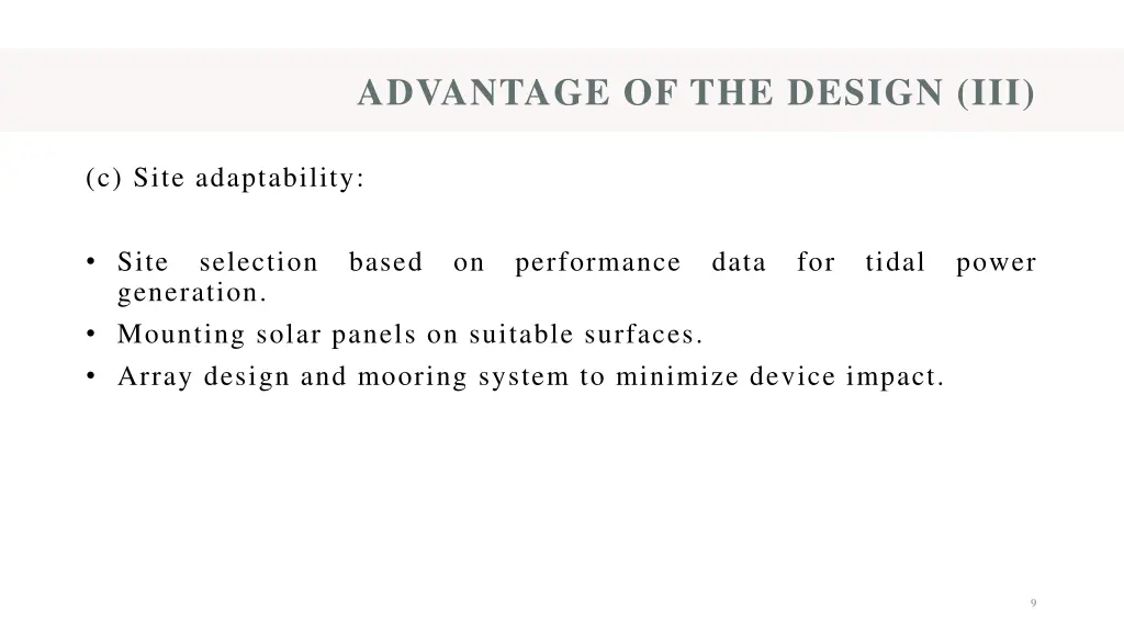 advantage of the design iii