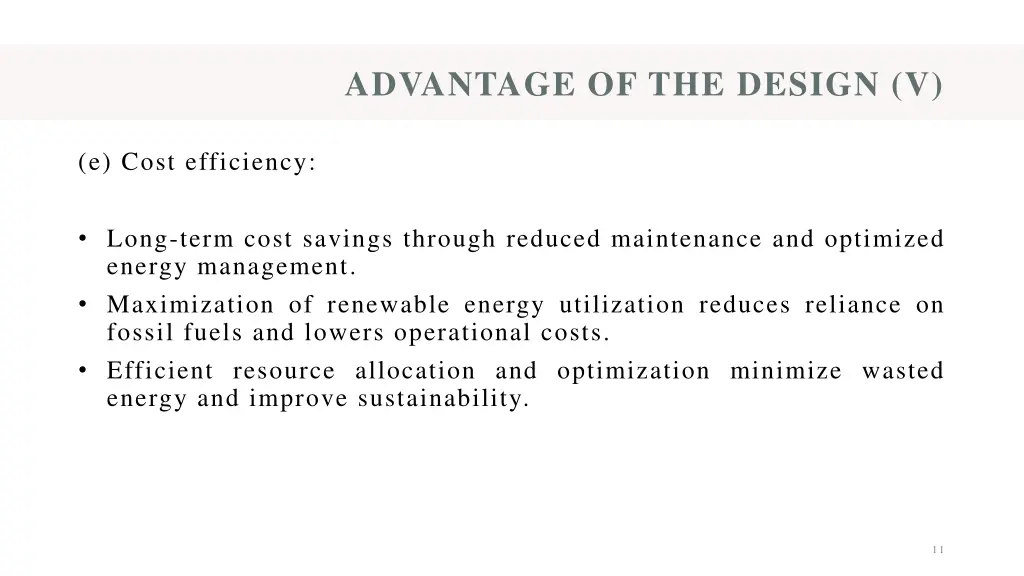 advantage of the design v