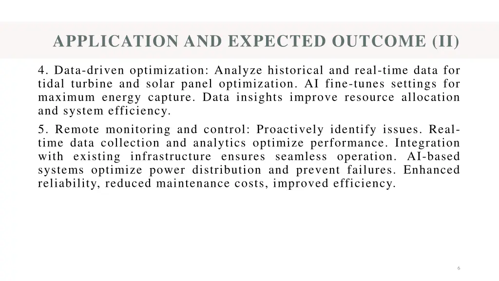 application and expected outcome ii