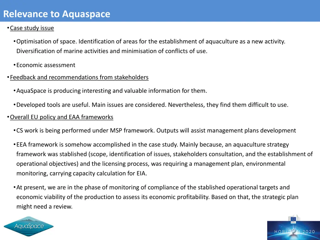 relevance to aquaspace