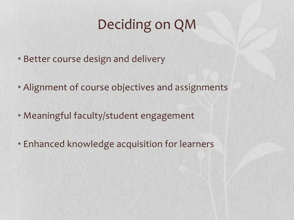 deciding on qm