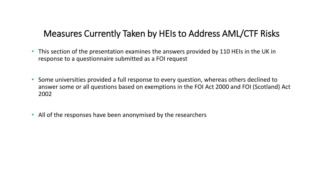 measures currently taken by heis to address