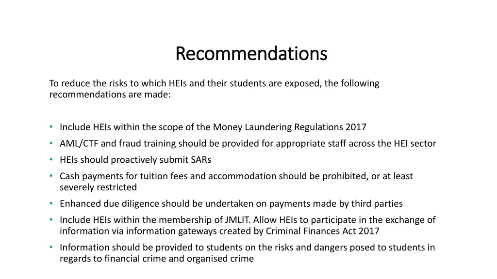 recommendations recommendations