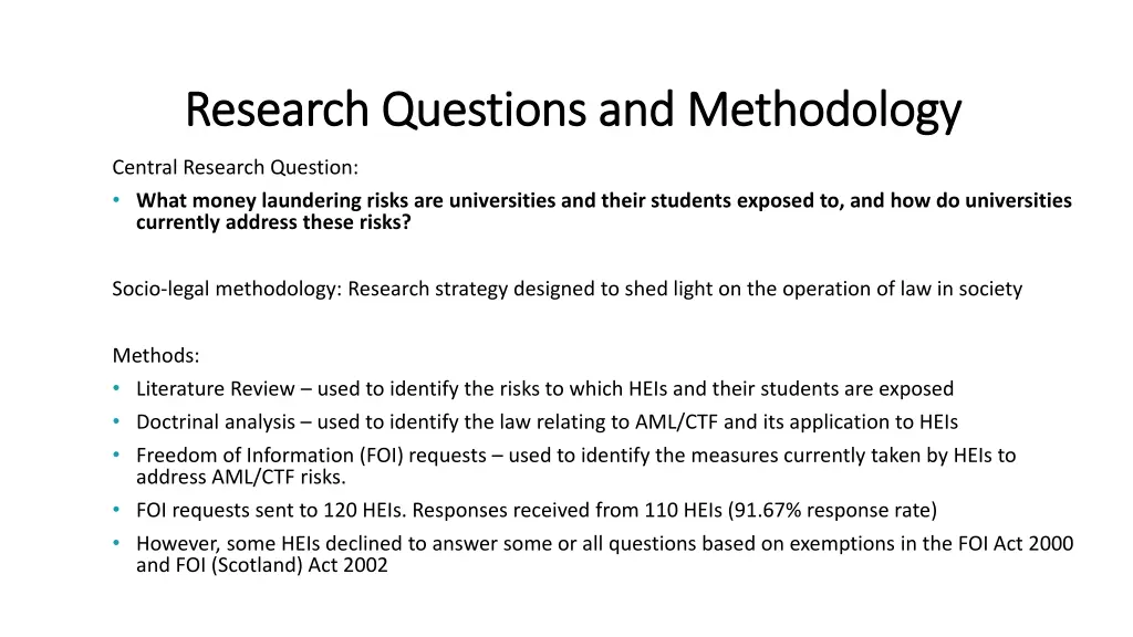 research questions and methodology research