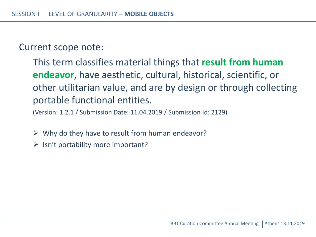 session i level of granularity mobile objects 3