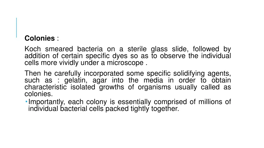 colonies koch smeared bacteria on a sterile glass