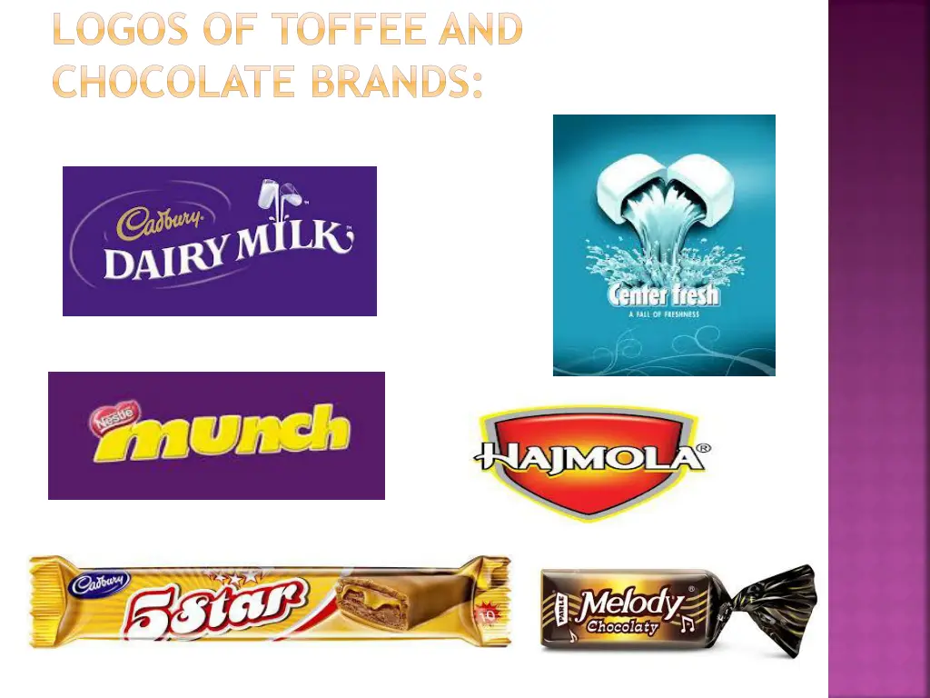 logos of toffee and chocolate brands