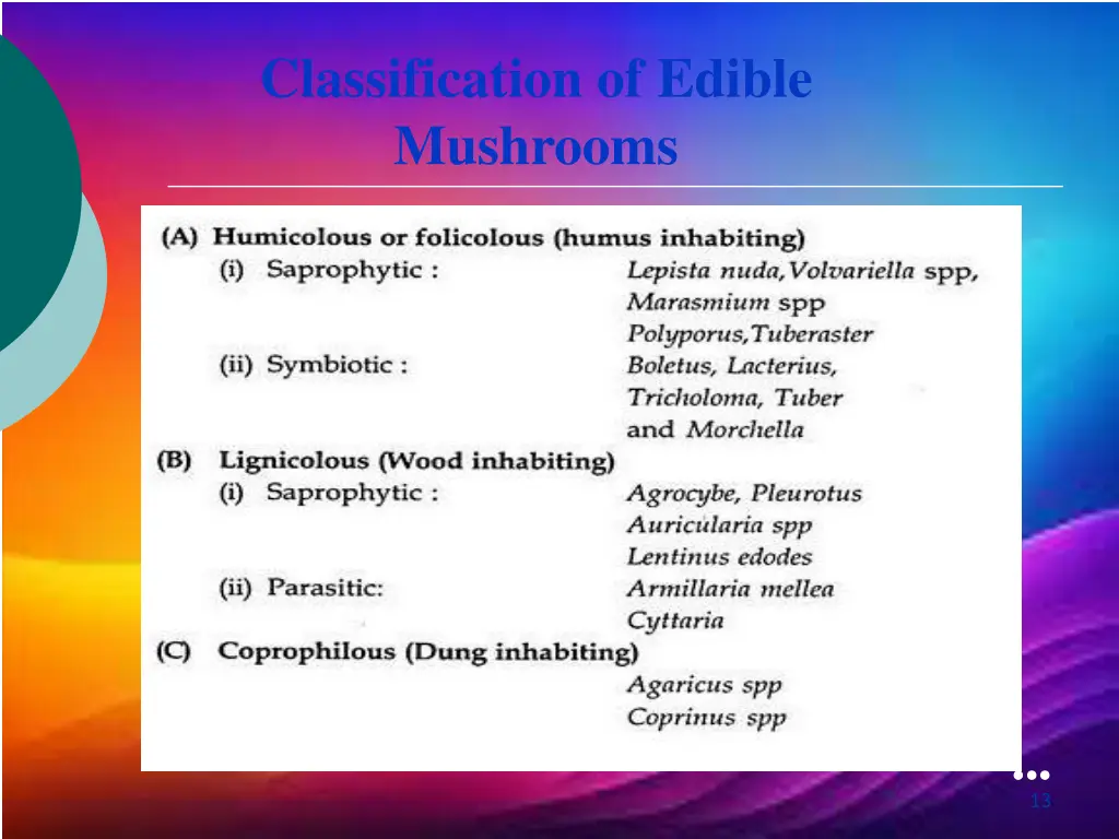 classification of edible mushrooms 1
