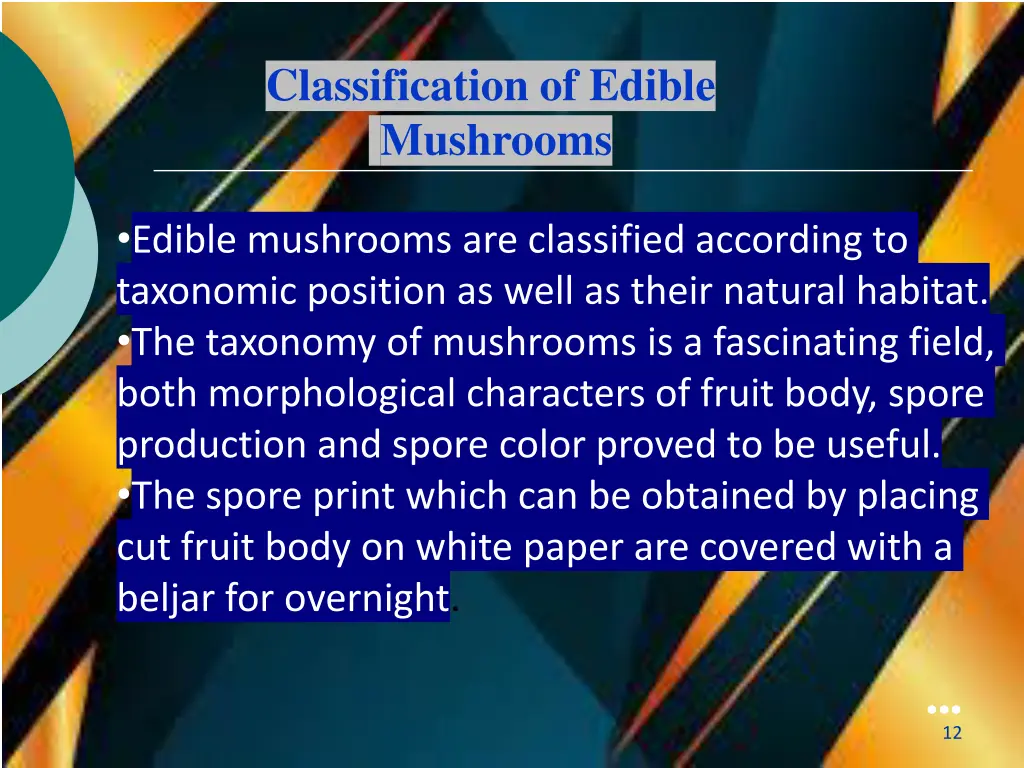 classification of edible mushrooms