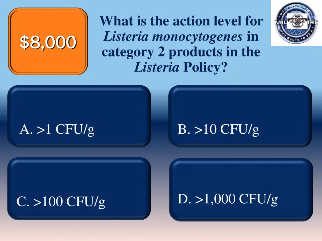 what is the action level for listeria 1