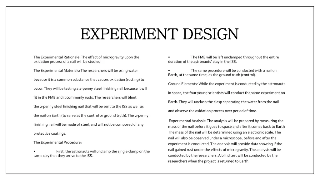 experiment design experiment design