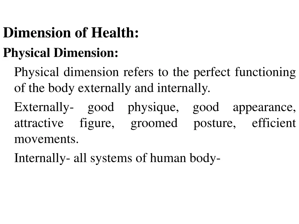 dimension of health physical dimension physical