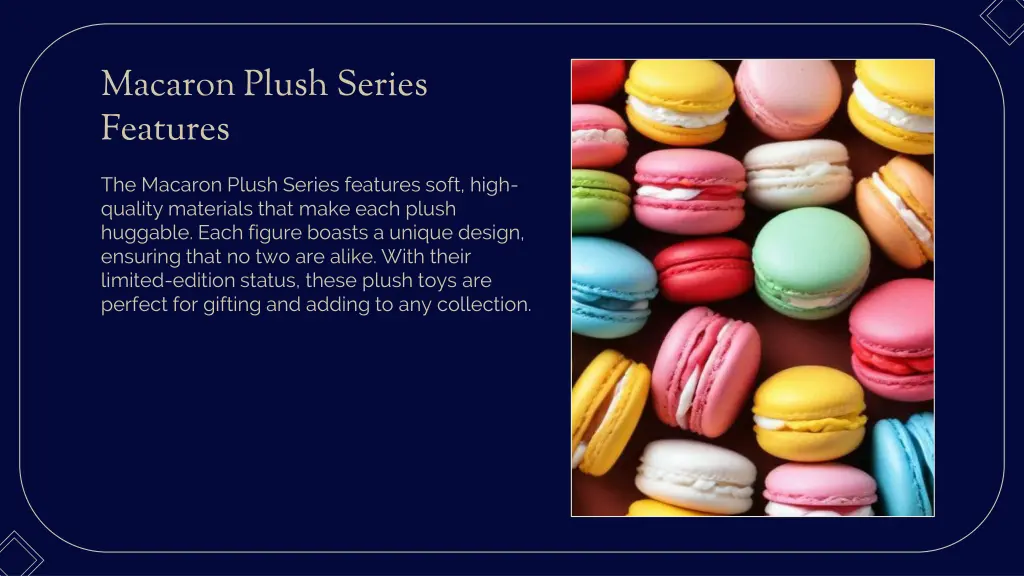 macaron plush series features