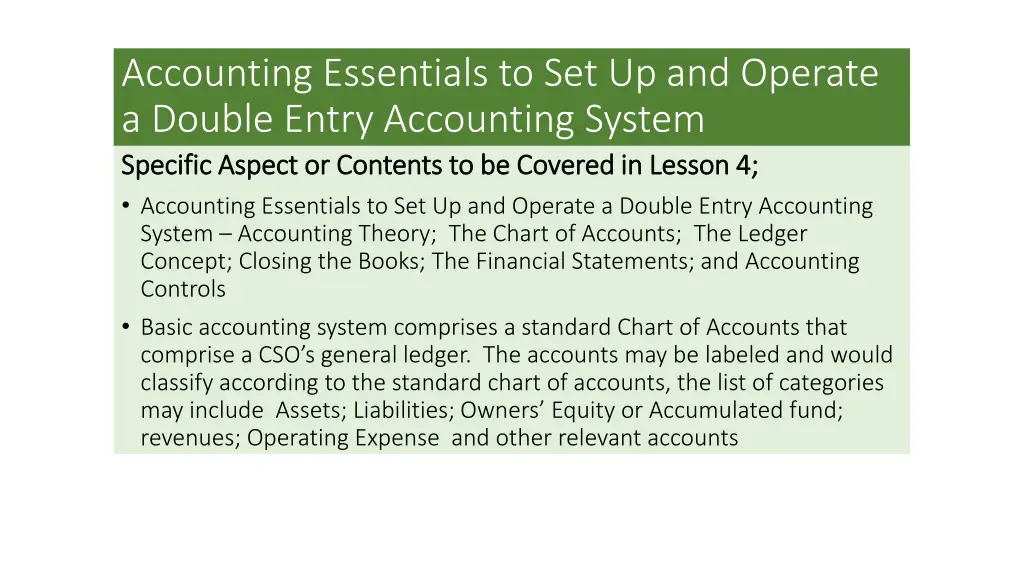 accounting essentials to set up and operate
